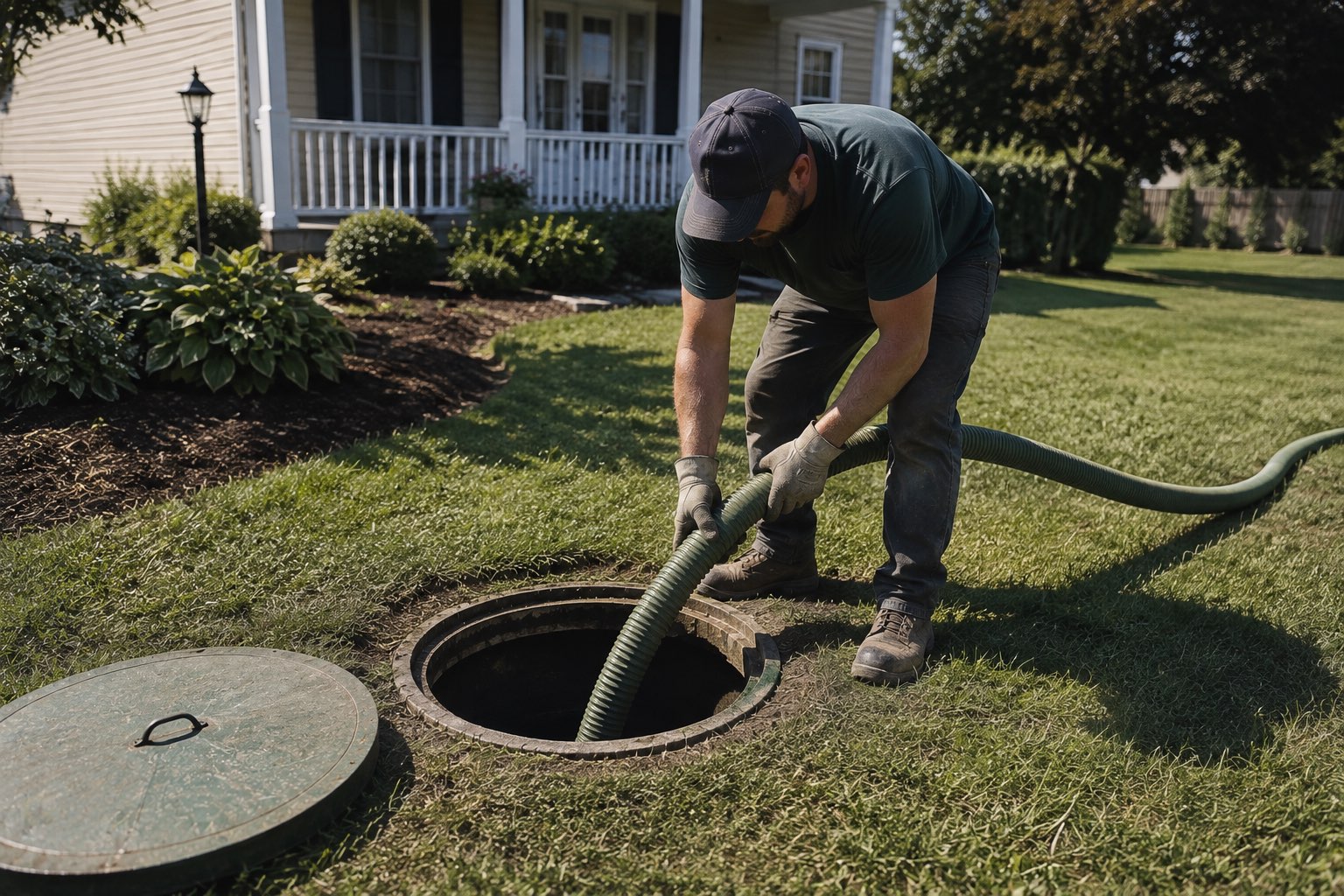 Septic service technician working in Augusta, GA